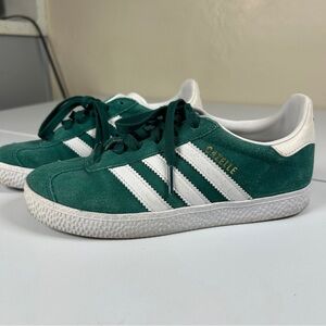 Adidas Original Kid Unisex Low Top Gazelle Sneakers Green White Sz 1.5(Age 4-7)